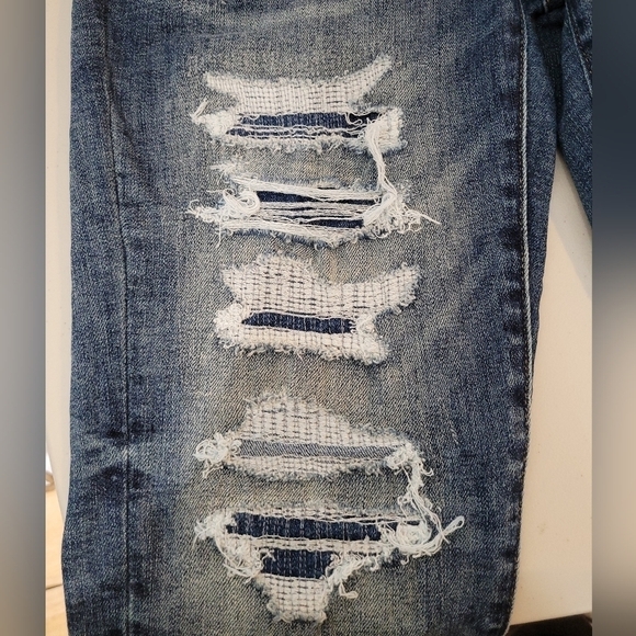 American Eagle Mens Ne(x)t Level Airflex Skinny Destroyed Patch Jeans - Size 30 - Picture 9 of 12